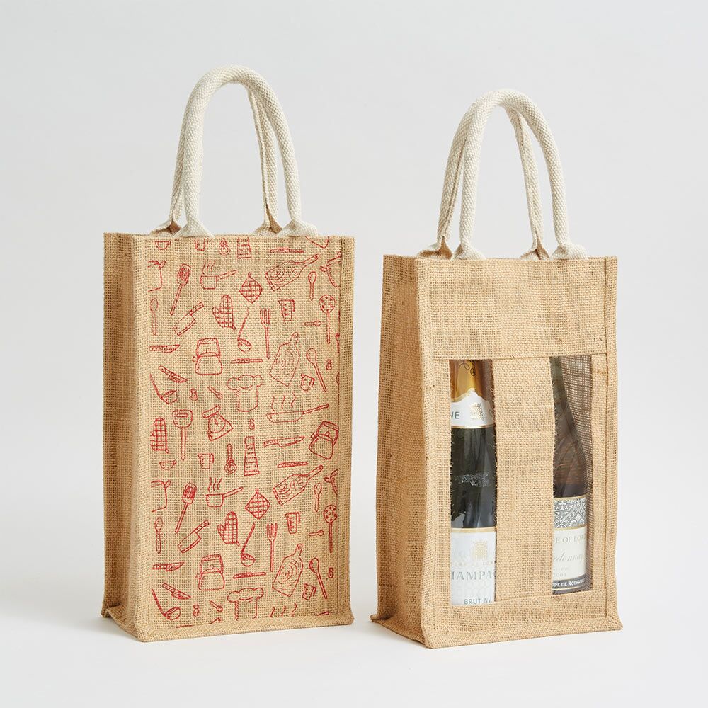 two-bottle-printed-jute-bags-with-and-without-window-for-wholesale Two Bottle Printed Jute bags with and without window direct from an ethical manufacturer