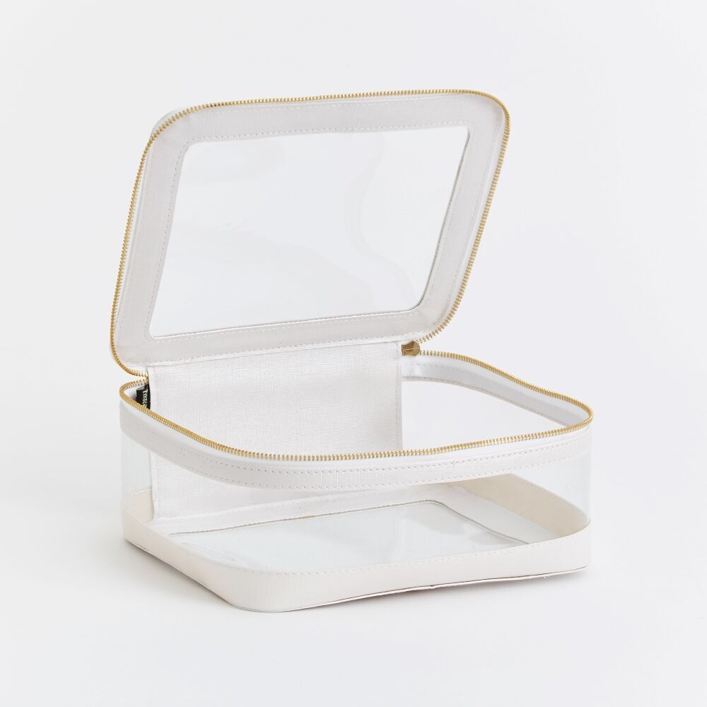 Reise-Make-up-Tasche aus veganem Leder und klarem PVC von Supreme Creations Reise-Make-up-Tasche aus veganem Leder und klarem PVC von Supreme Creations